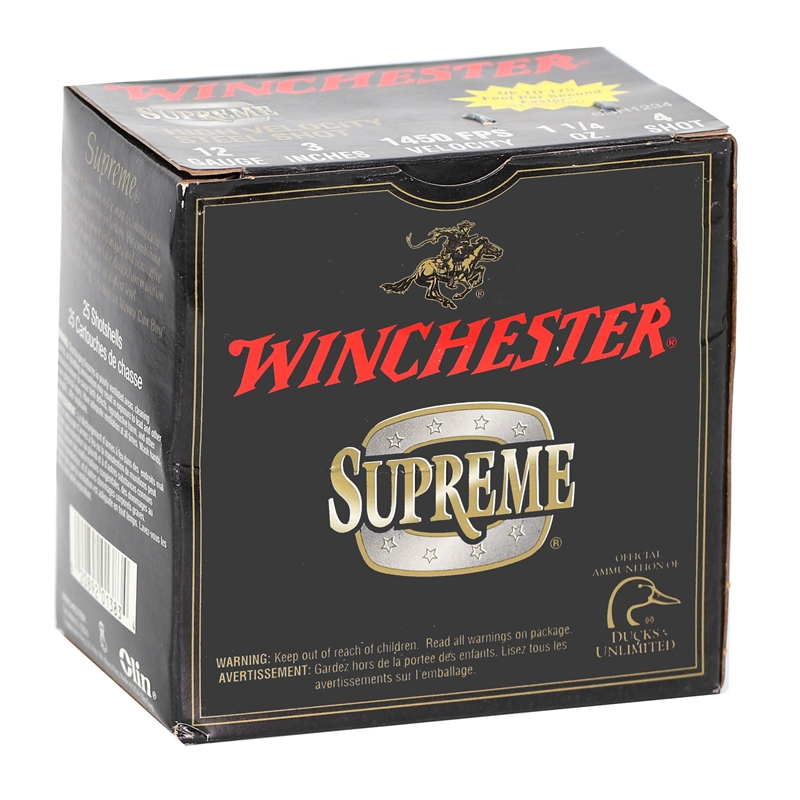 Winchester Supreme High Velocity 12 Gauge Ammunition 3” 1-1/4 oz #4 Shot - SSH1234