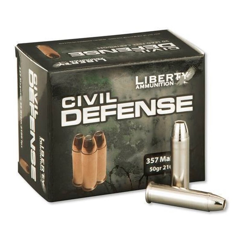 Liberty Civil Defense 357 Magnum Ammo 50 Grain Fragmenting Copper Hollow Point Lead-Free