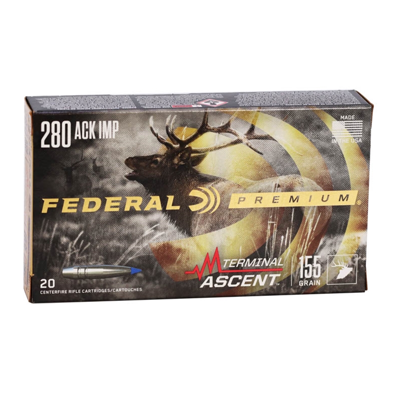 Federal 280 Ackley Improved Ammo 155 Grain Terminal Ascent