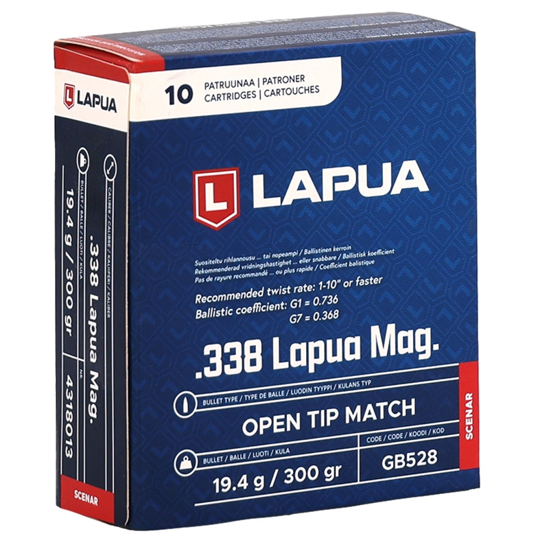 Lapua 338 Lapua Magnum Ammo 300 Grain Open Tip Match - 4318013
