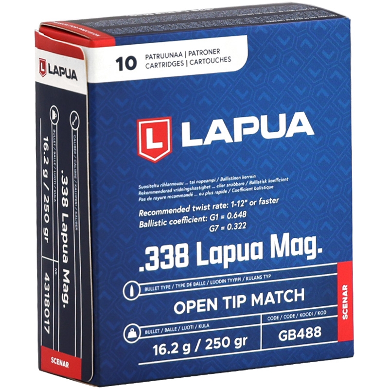 Lapua Scenar 338 Lapua Magnum Ammo 250 Grain Open Tip Match - 4318017