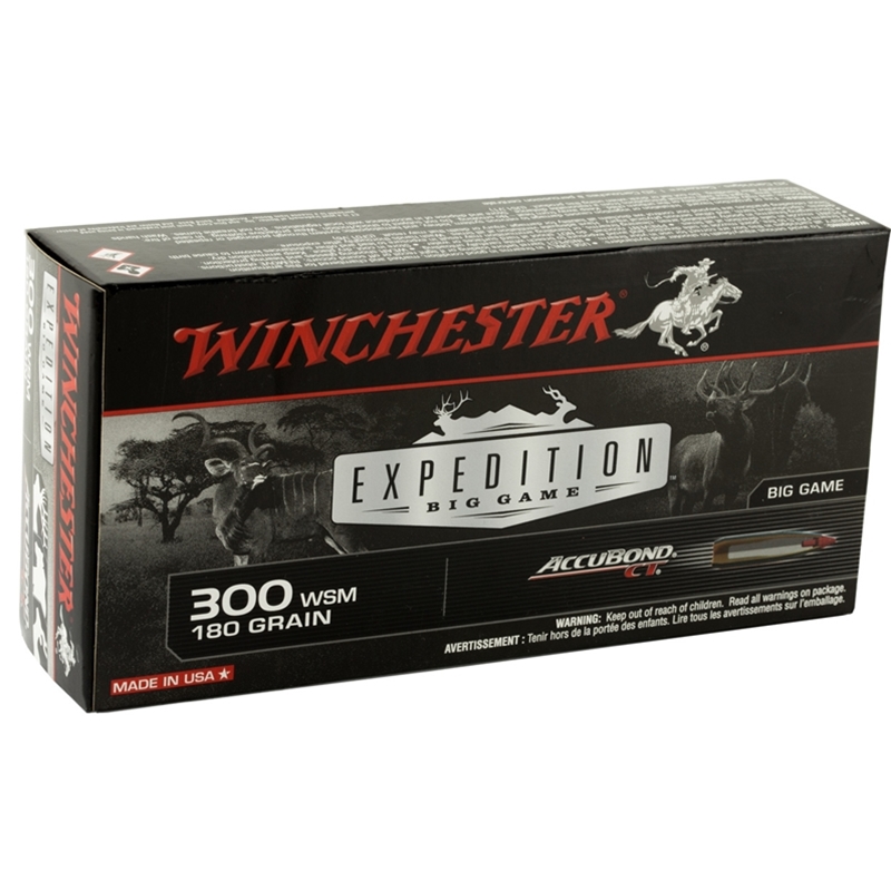 Winchester AccuBond 300 WSM Ammo 180 Grain Nosler Polymer Tip Boat Tail Bullet