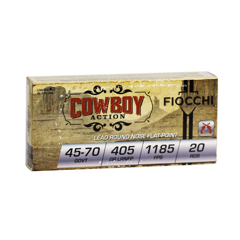 Fiocchi Cowboy Action 45-70 Government Ammunition 405 Grain Lead Round Nose Flat Point - 4570A 