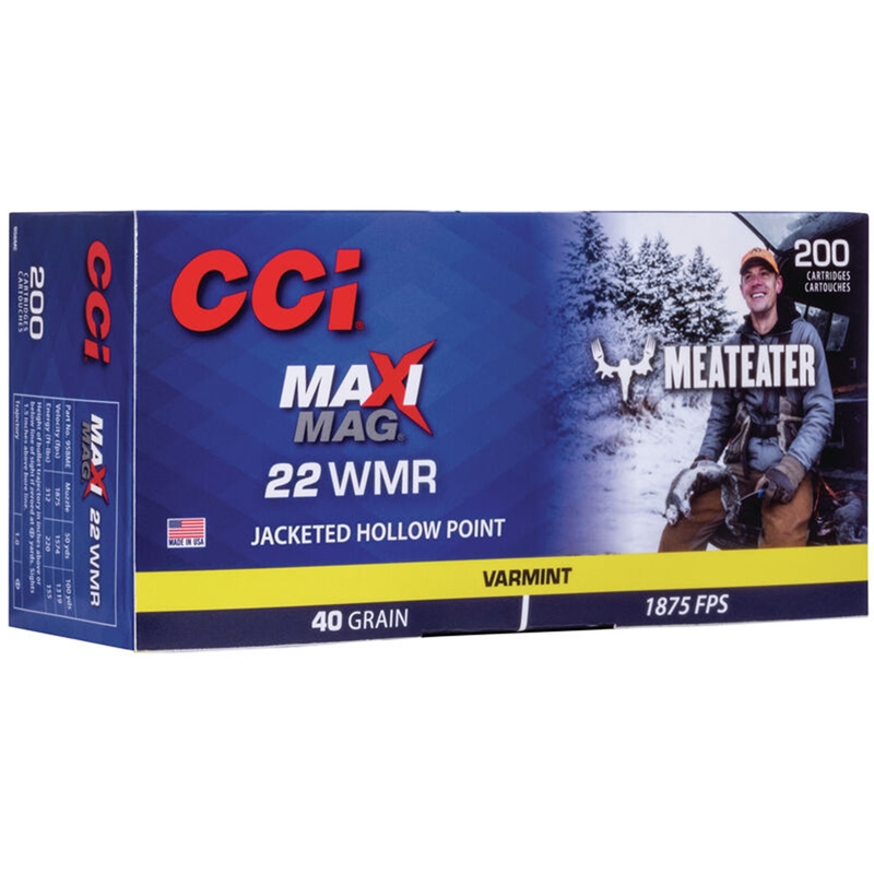 CCI Maxi-Mag MeatEater Special Edition 22 WMR Ammo 40 Grain Jacketed Hollow Point