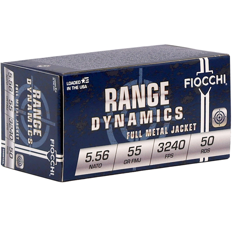 Fiocchi Range Dynamics 5.56x45mm Ammunition 55 Grain Full Metal Jacket Boat Tail - 556M193L