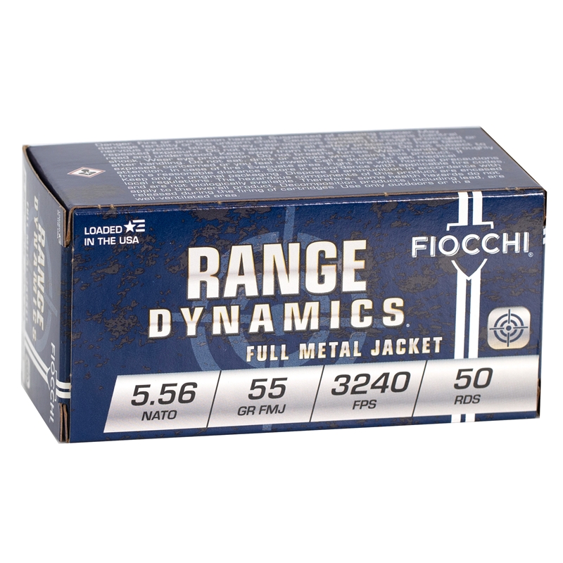 Fiocchi Range Dynamics 5.56mm NATO M193 Ammo 55 Grain FMJBT 