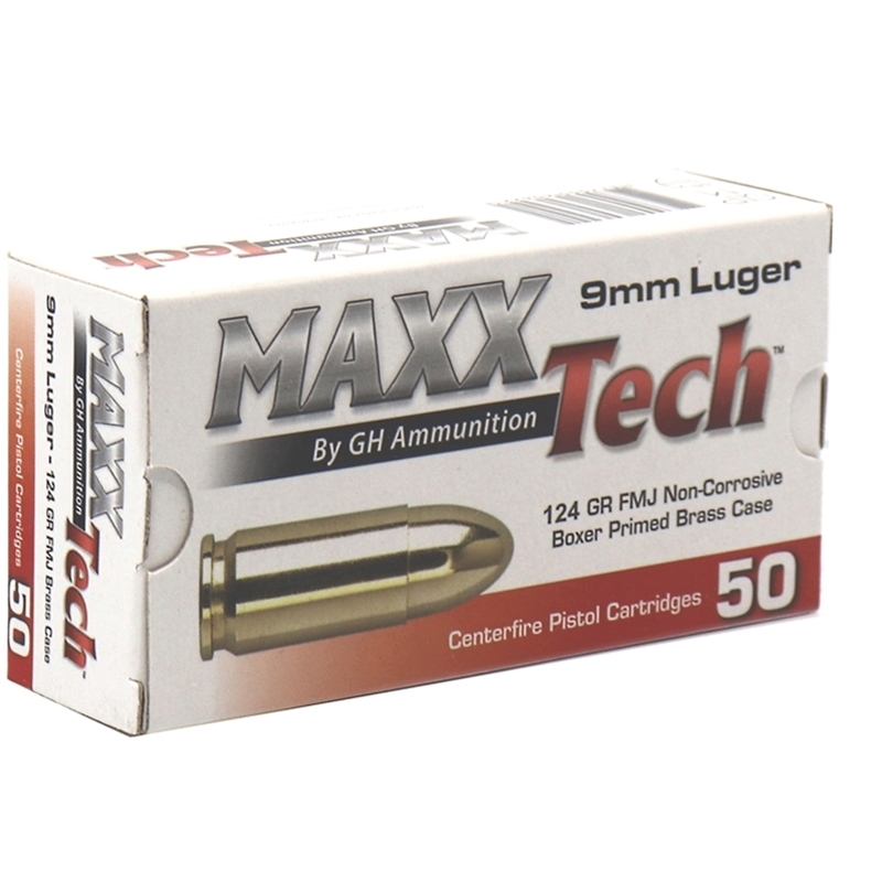 Tula Maxxtech 9mm Luger Ammo 124 Grain Ammo Full Metal Jacket