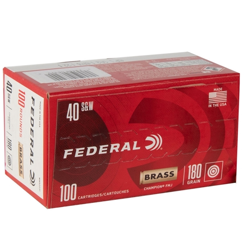 Federal Champion Target 40 S&W Ammo 180 Grain Full Metal Jacket 100 Rounds
