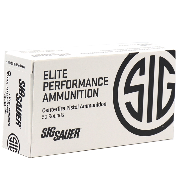 Sig Sauer Elite Performance Training 9mm Luger Ammo 90 Grain +P FRANGIBLE Lead Free