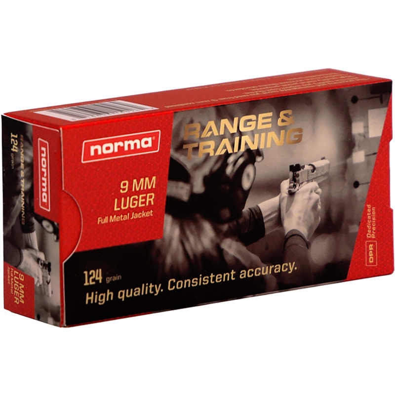 Norma Ammo Range & Training 9mm Ammo 124 Grain Full Metal Jacket - 620340050