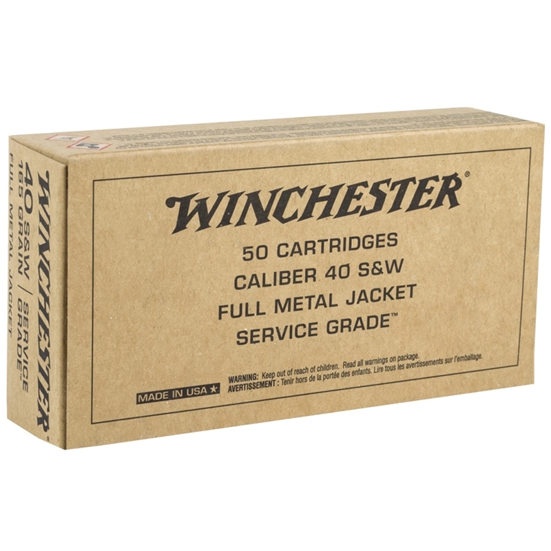 Winchester Service Grade 40 S&W Ammo 165 Grain Full Metal Jacket 