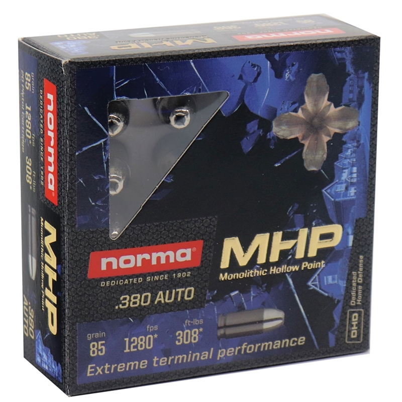 Norma 380 ACP Ammo 85 Grain Monolithic Hollow Point