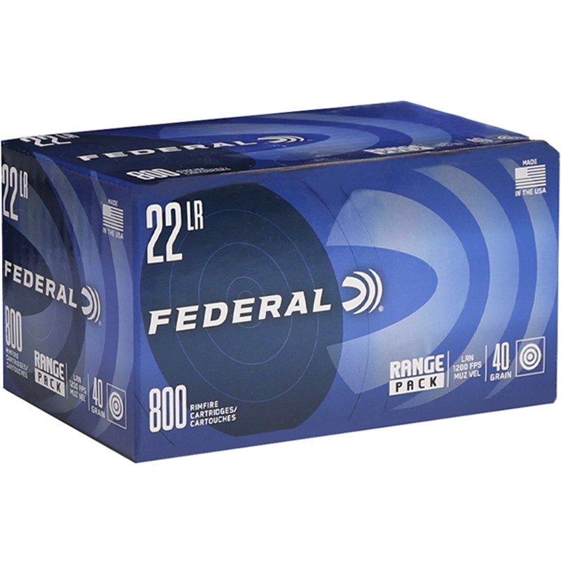 Federal 22 Long Rifle Ammunition 40 Grain Lead Round Nose Range Pack 800 Rounds - 729B800