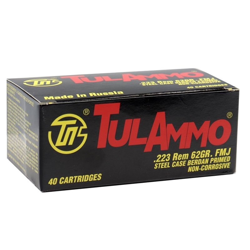 TulAmmo 223 Remington Ammo  62 Grain Full Metal Jacket Steel Case 