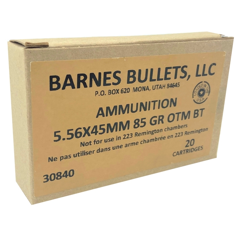 Barnes 5.56x45mm Ammo NATO 85 Grain Open-Tip Match BT