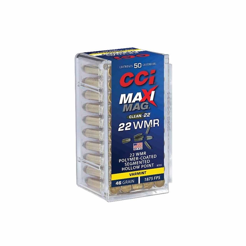 CCI Maxi-Mag Clean 22 WMR Ammo 46 Grain Polymer Coated Segmented Lead HP