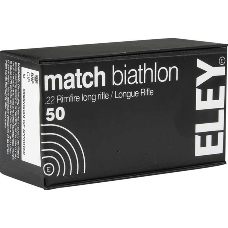Eley Match Biathlon 22 Long Rifle Ammo 40 Grain Lead Flat-Nose