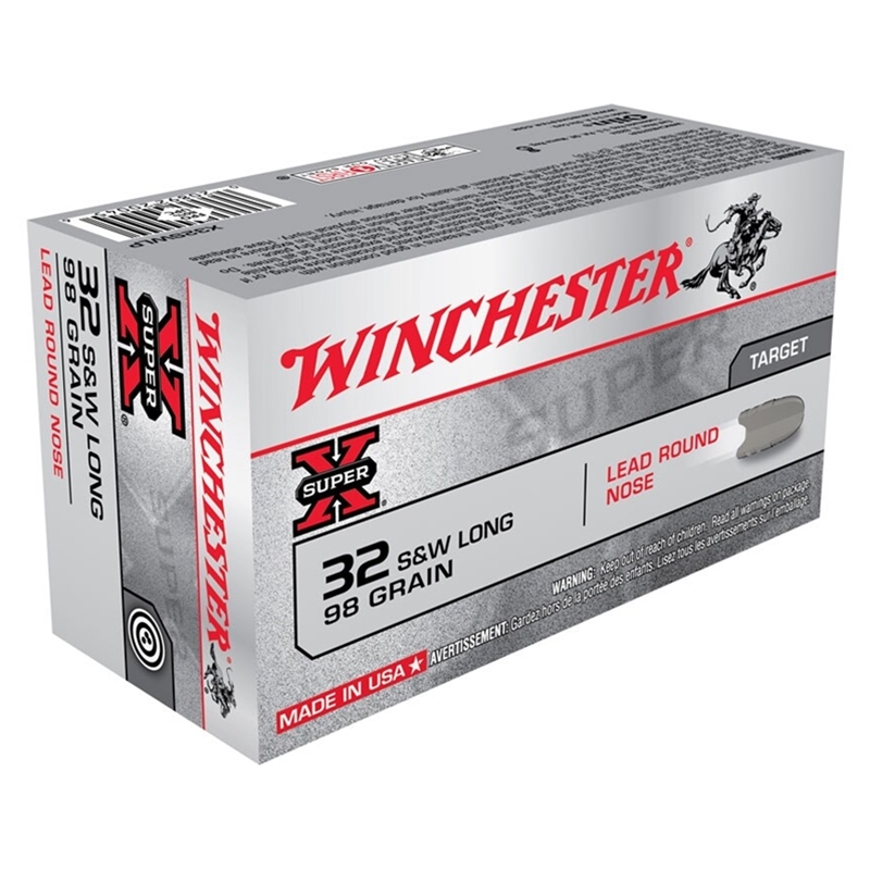 Winchester Super-X 32 S&W Long Ammo 98 Grain Lead Round Nose 