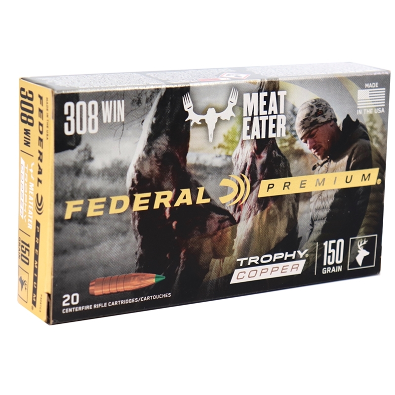 Federal Premium 308 Winchester Ammo 150 Grain Trophy Copper Tipped Boat Tail Lead-Free