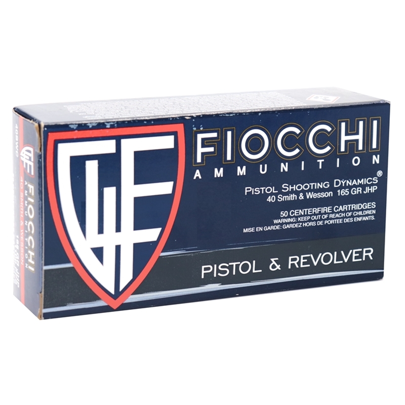 Fiocchi Shooting Dynamics 40 S&W Ammo 165 Grain Jacketed Hollow Point