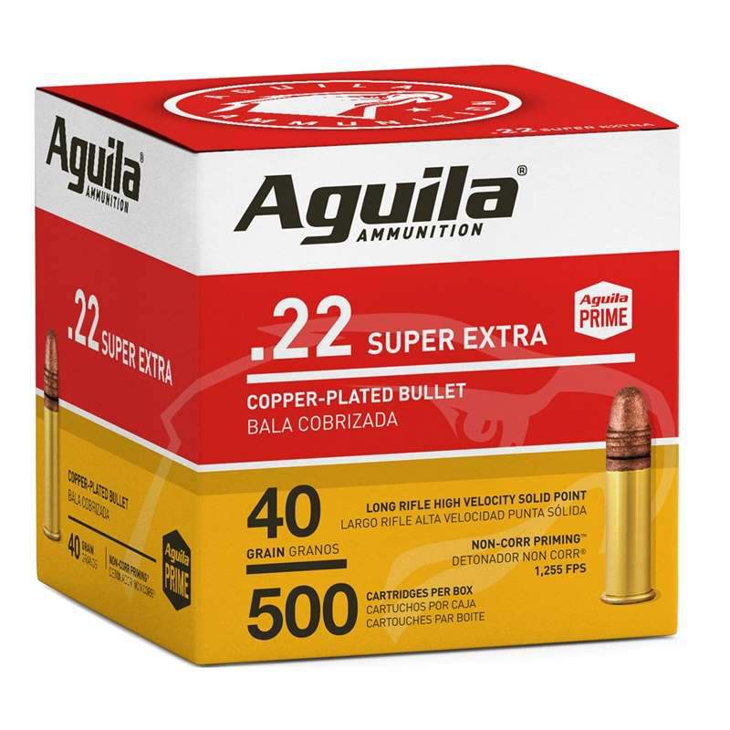 Aguila SuperExtra 22 Long Rifle Ammo 40 Grain High Velocity Plated Lead Round Nose