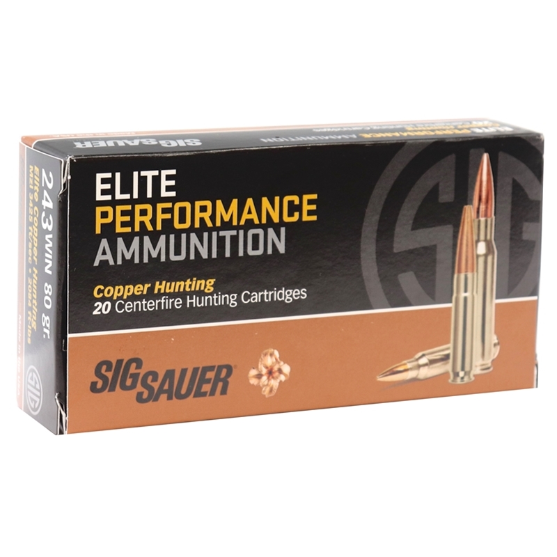 Sig Sauer Elite Performance 243 Winchester Ammo 80 Grain Elite Copper Hunting