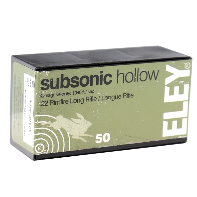 Eley Subsonic  22 Long Rifle Ammo 38 Grain Hollow Point