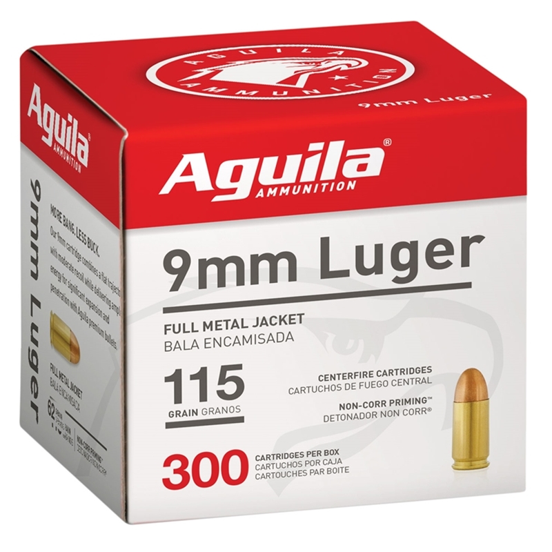 Aguila 9mm Luger Ammo 115 Grain Full Metal Jacket 300 Round Box