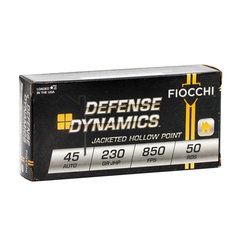 Fiocchi Defense Dynamics 45 ACP AUTO Ammo 230 Grain Jacketed Hollow Point - 45T500 