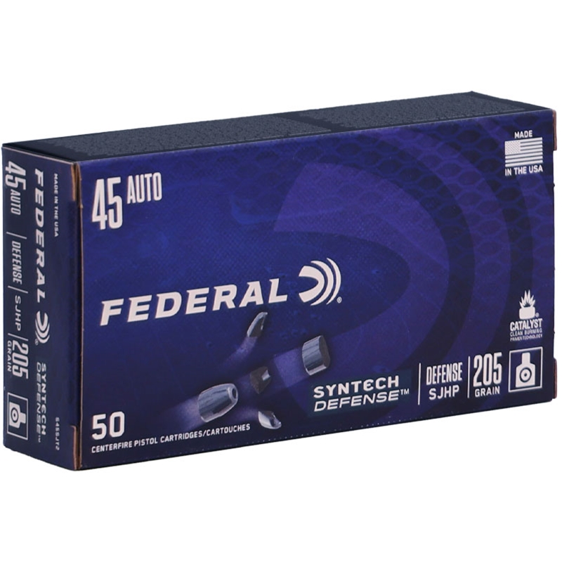 Federal Syntech Defense 45 ACP Auto Ammo 205 Grain Segmented Jacketed Hollow Point - S45SJT2