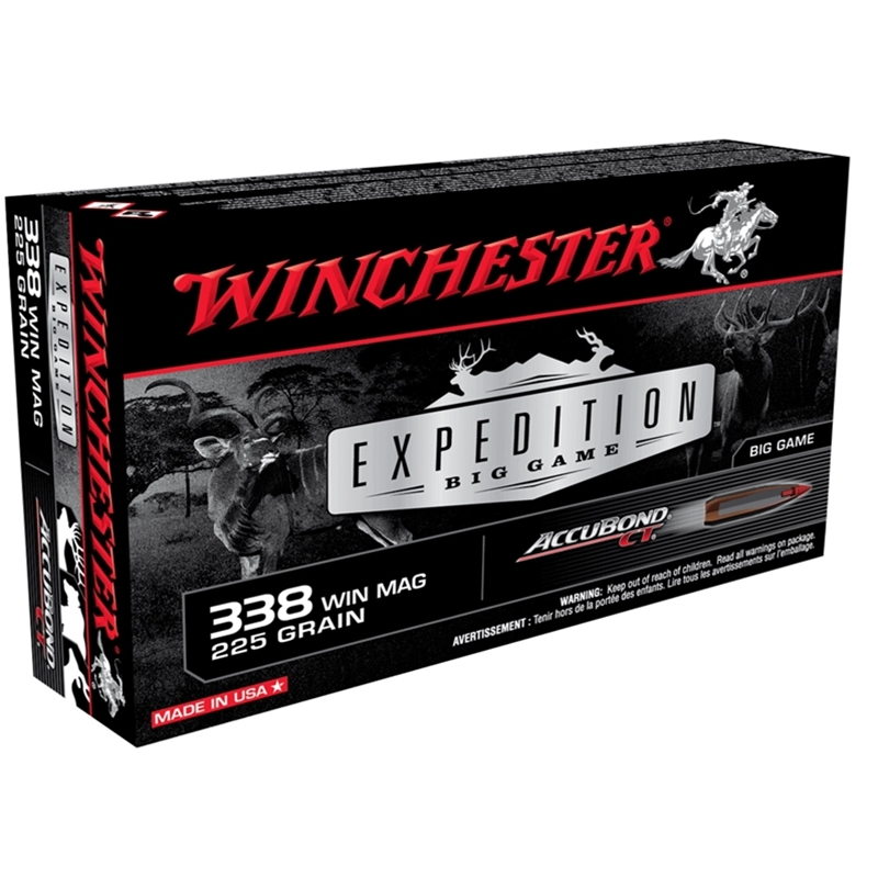 Winchester Expedition 338 Winchester Magnum Ammo 225 Grain AccuBond CT