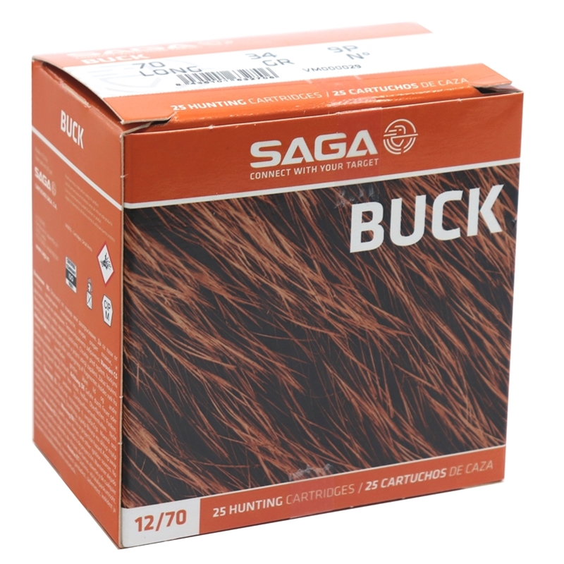 Saga Buck 12 Gauge Ammo 2 3/4 #9P Shot Size 250 Round Case