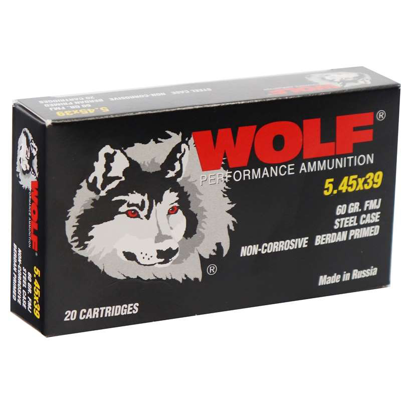 Wolf Performance 5.45x39mm Ammo 60 Grain Full Metal Jacket Steel Case 