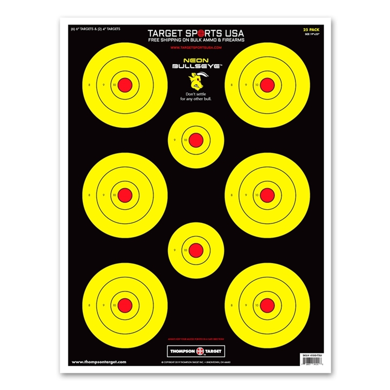 Target Sports USA Neon Bullseye - Ultra Bright Paper Targets 19x25