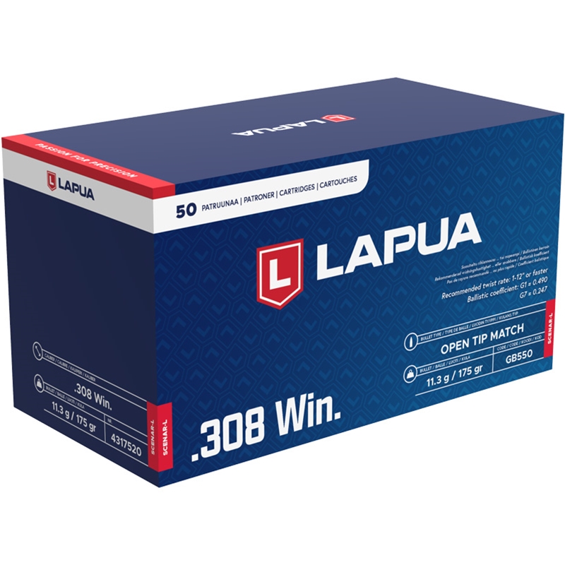Lapua Scenar - L 308 Winchester Ammo 175 Grain Hollow Point Boat Tail