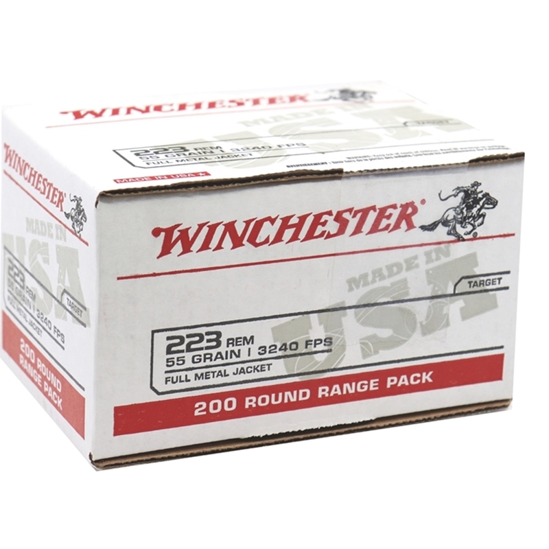 Winchester USA 223 Remington Ammo 55 Grain FMJ 200 Rounds Value Pack