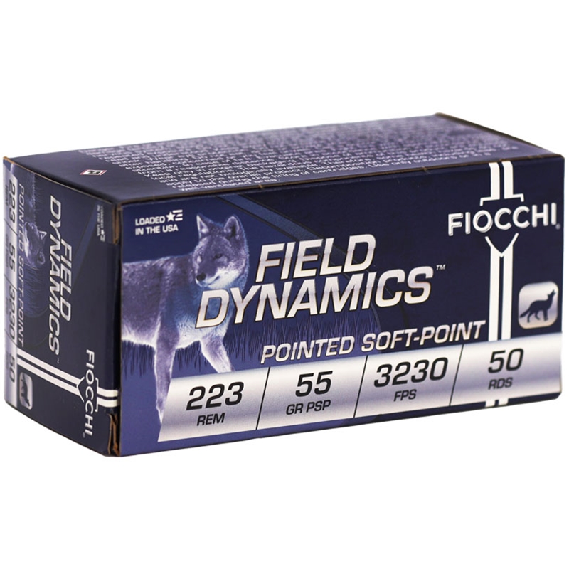 Fiocchi Field Dynamics 223 Remington Ammo 55 Grain Pointed Soft Point