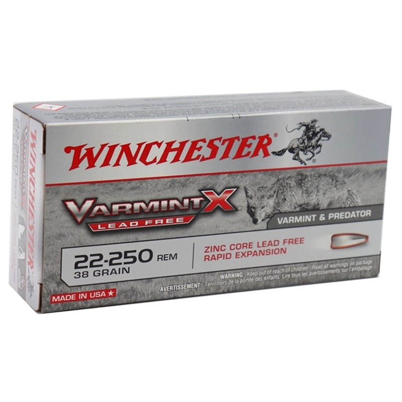 Winchester Varmint X 22-250 Remington Ammo 38 Grain Lead Free PT