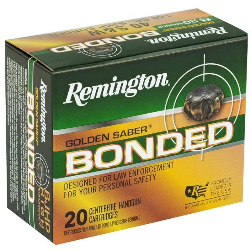 Remington Golden Saber Bonded 40 S&W Ammo 180 Grain Bonded Brass JHP