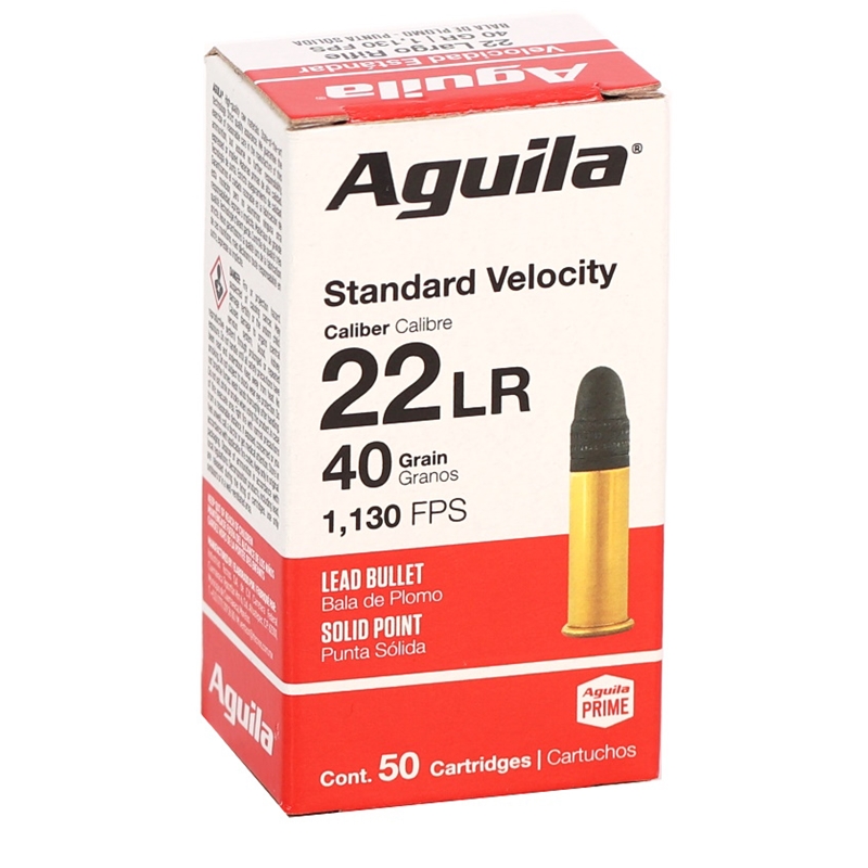 Aguila 22 Long Rifle Ammo 40 Grain Standard Velocity Lead Solid Point