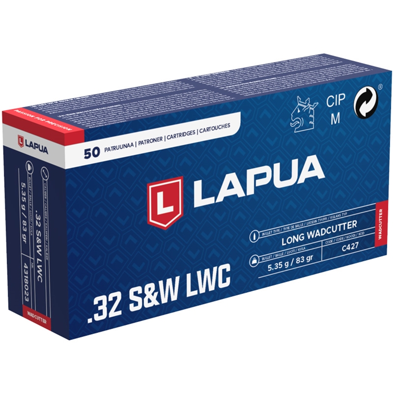 Lapua 32 S&W Long Ammo 83 Grain Lead Wadcutter - LU4318023