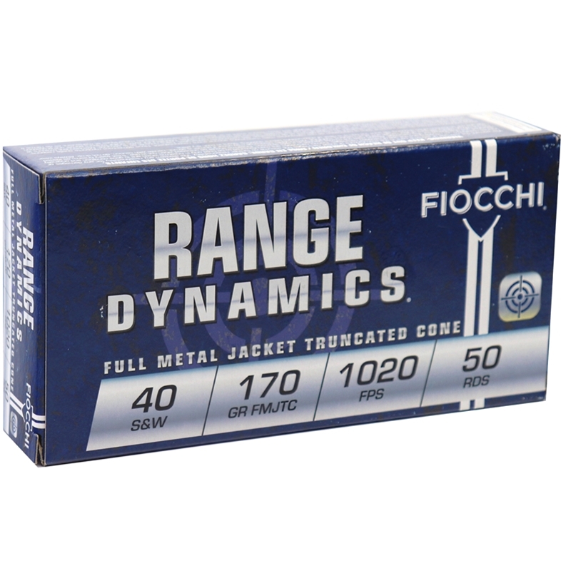 Fiocchi Range Dynamics 40 S&W Ammo 170 Grain Full Metal Jacket Truncated Cone