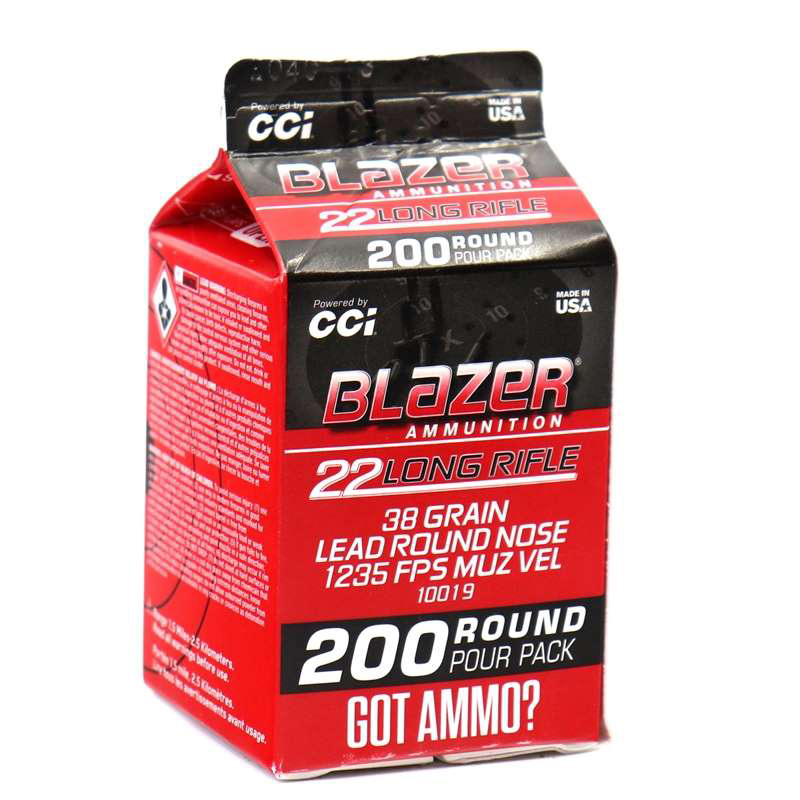 CCI Blazer 22 Long Rifle Ammo 38 Grain Lead Round Nose Pour Pack 200 Rounds