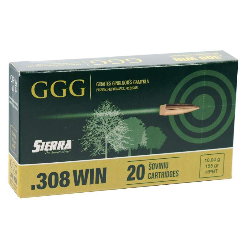 GGG 308 Winchester Ammo 155 Grain Hollow Point Boat Tail