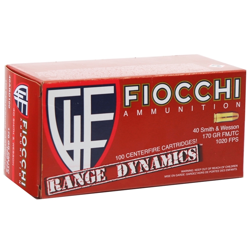 Fiocchi Range Dynamics 40 S&W Ammo 170 Grain Full Metal Jacket Truncated Cone 100 Rounds Pack