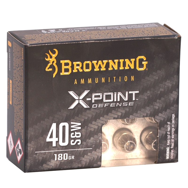 Browning X-Point Defense 40 S&W Ammunition 180 Grain Hollow Point - B191700402
