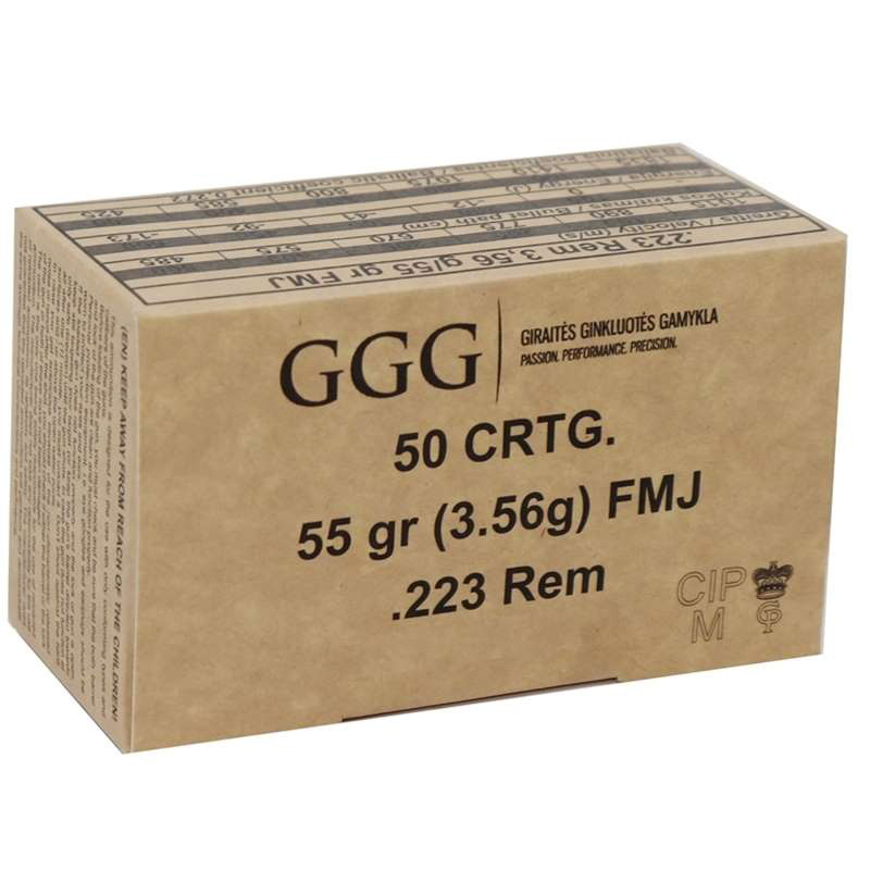 GGG 223 Remington Ammo 55 Grain Full Metal Jacket