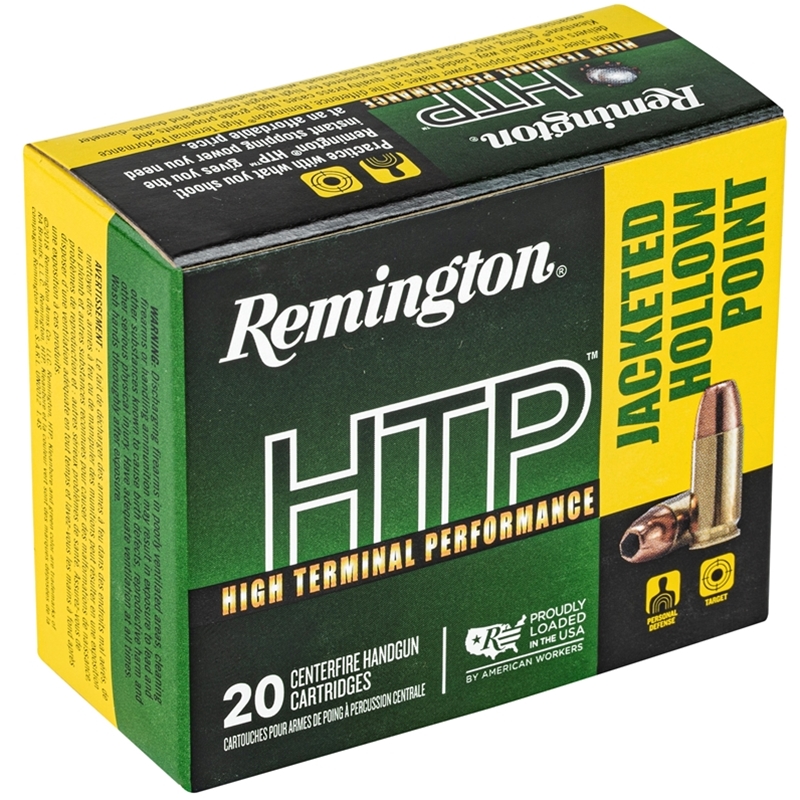 Remington HTP 9mm Luger Ammo 115 Grain +P Jacketed Hollow Point 