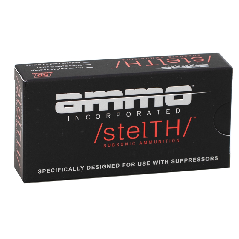 Ammo Inc. stelTH 9mm Luger Ammunition 165 Grain Subsonic Total Metal Jacket - 9165TMC-STL