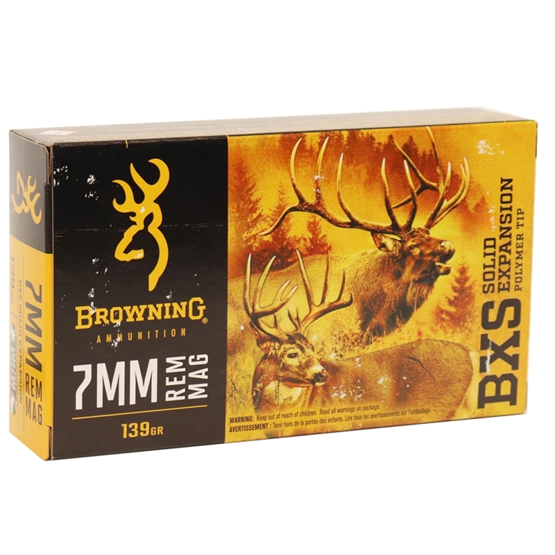 Browning 7mm Remington Magnum Ammo 139 Grain BXS Controlled Expansion